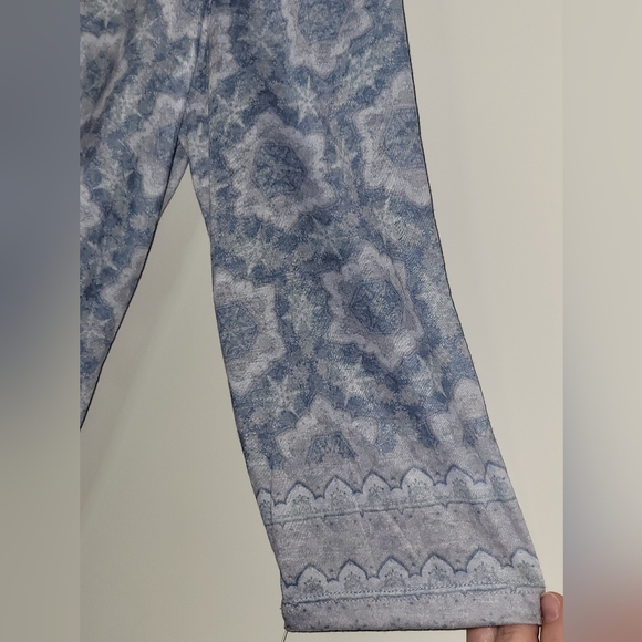 New Ruby Rd. Blue Geometric 3/4 Sleeve Keyhole Blouse Shirt Top Sz. L - Picture 3 of 5